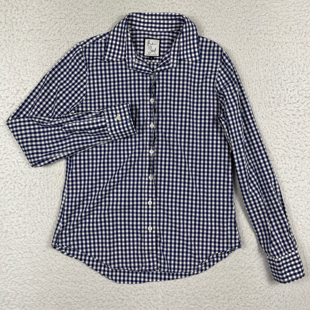 Rochelle Behrens Button Down Women Small Navy White Check The Shirt Tuckernuck